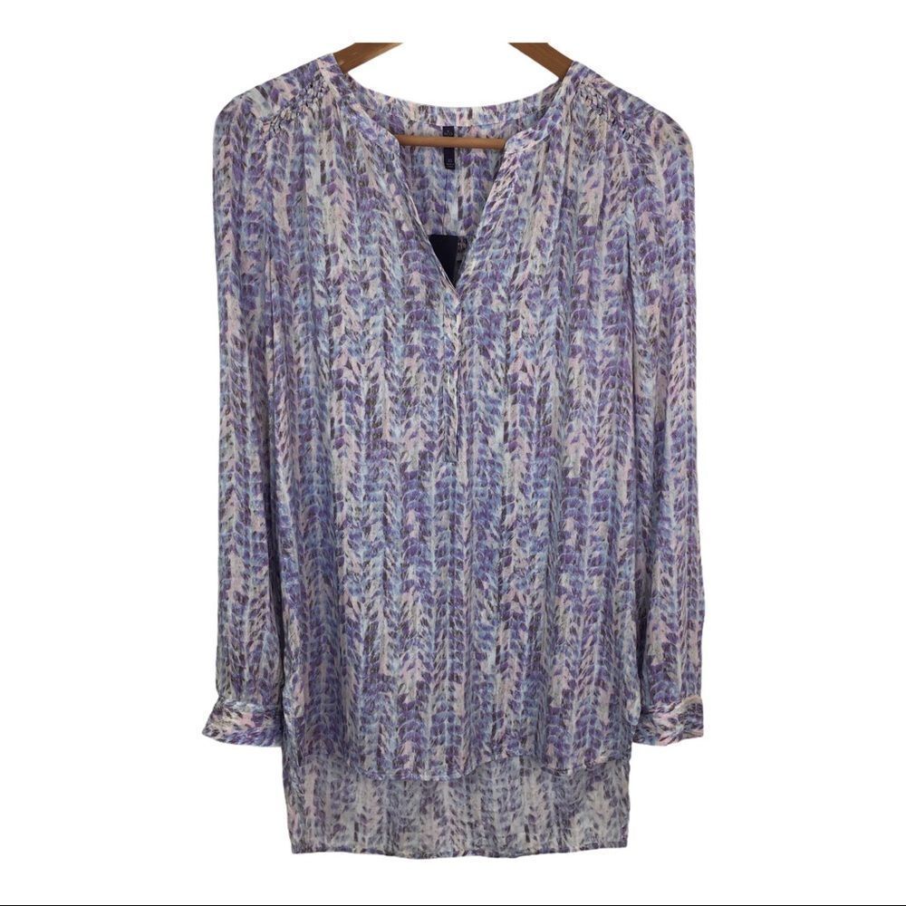 NYDJ Womens XS Romantic Feminine Flow Blouse Tunic Watercolor Soft‎ Paint Print